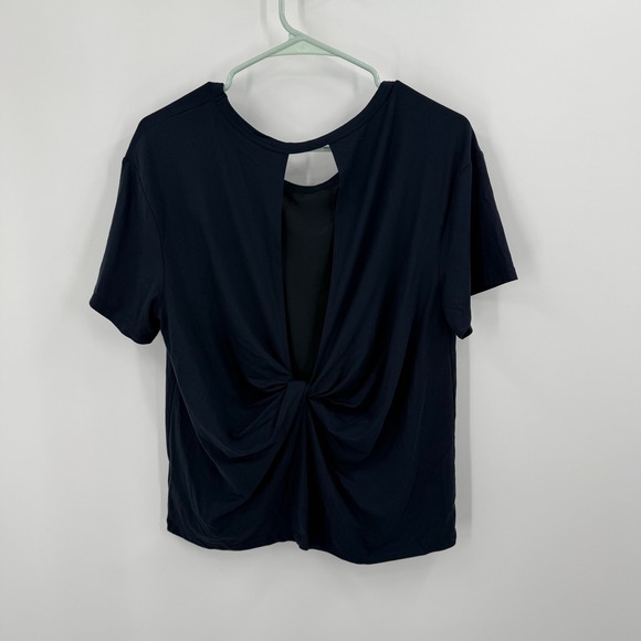 Joy Lab Womens Navy Blue Twist Back Short‎ Sleeve Athleisure Top Size L - Picture 5 of 7